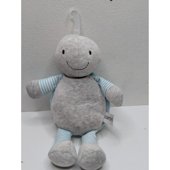 Carters Turtle Plush Blue Gray Rattle Stuffed Animal 2013 - Picture 1 of 5